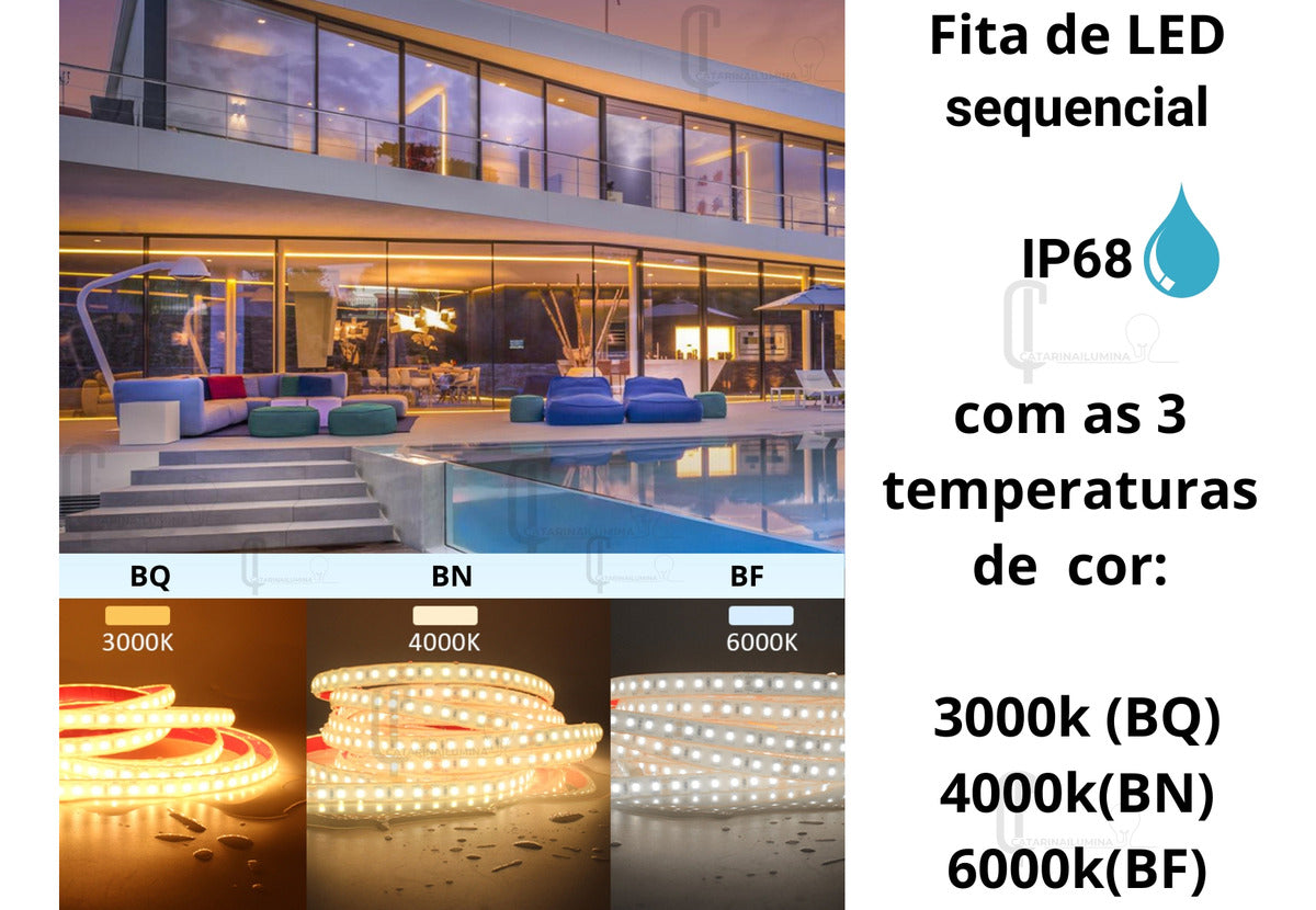 Tira LED Secuencial 24V IP68 – Sumergible, con 3 Temperaturas de Color y Efectos Personalizables