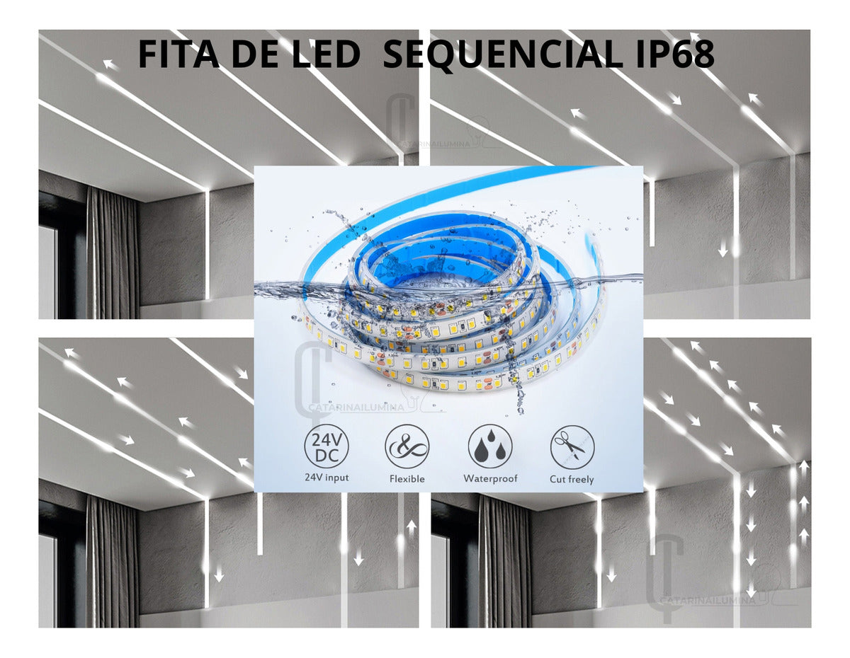 Tira LED Secuencial 24V IP68 – Sumergible, con 3 Temperaturas de Color y Efectos Personalizables