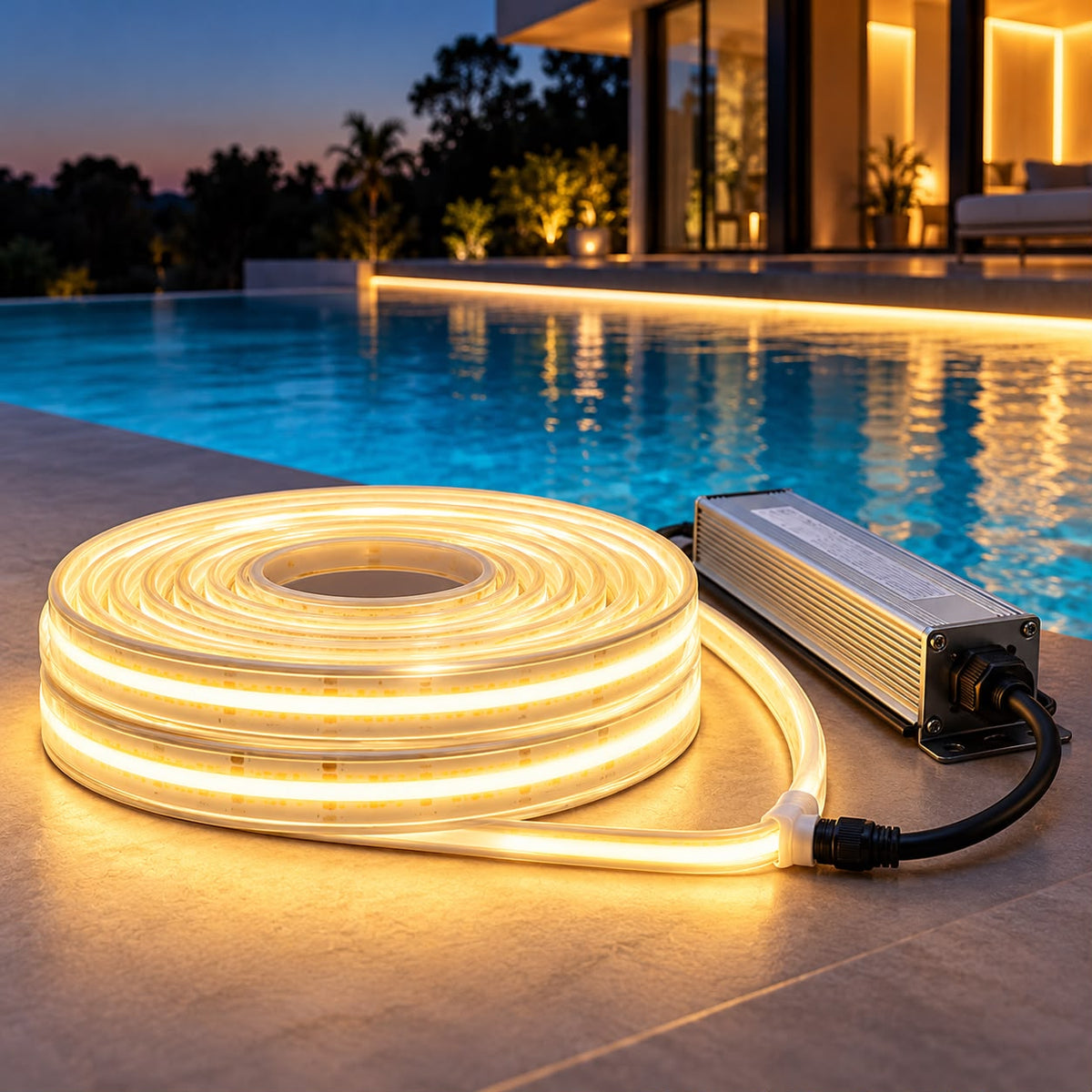 40m IP68 Waterproof COB LED Strip Light Kit for Pools – 24V