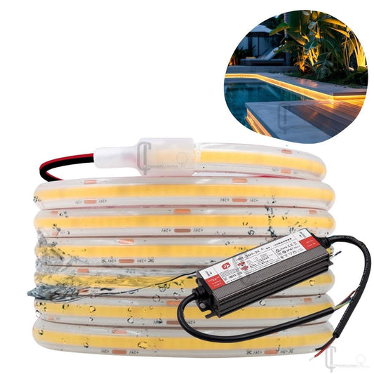 40m IP68 Waterproof COB LED Strip Light Kit for Pools – 24V