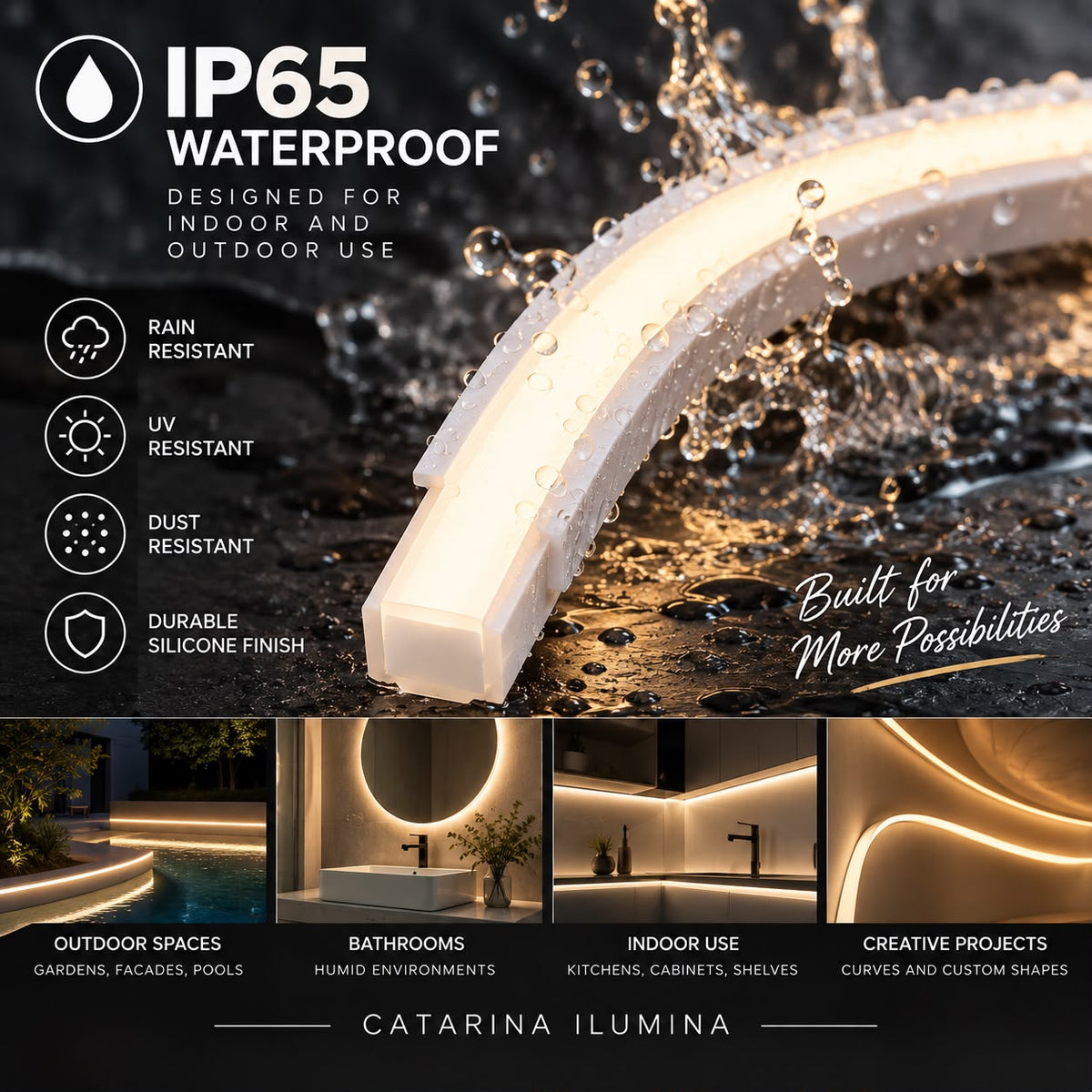 Flexible LED Neon Profile -24V 10m - 10x10mm | Integrated LED Complete Kit